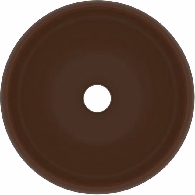 Berkfield Home Luxury Round Ceramic Wash Basin in Matt Dark Brown, W: 40 cm, H: 15 cm – 1