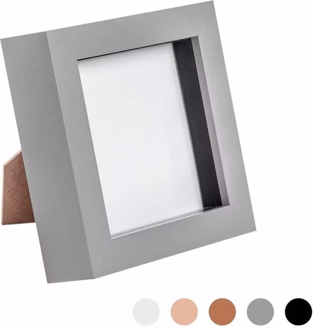 Havendro Grey 3D Box Shadow Display Photo Frame, Square, Single, Tabletop or Hanging