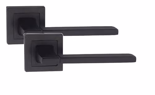Golden Grace Aztec Straight Door Handles with 52mm Matt Black Backplate, 1 Pair