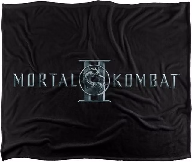 Warner Bros. Mortal Kombat 2 Logo Super Soft Fluffy Polyester Throw Blanket in Black and Multicolour, Large – 1