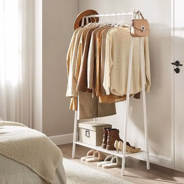 SONGMICS Metal Clothes Rail in White for Bedroom or Hallway