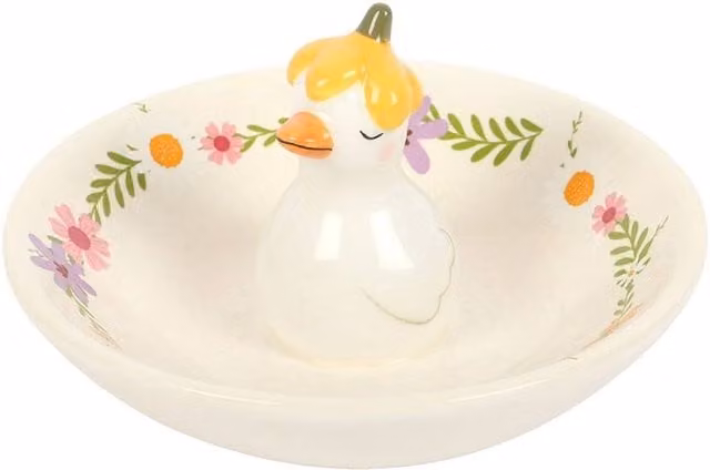 Something Different Daisy & Duck Trinket Dish in White W: 10 cm, D: 10 cm, H: 6 cm