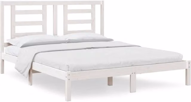 Berkfield Home White Solid Wood Pine Bed Frame W: 160 cm, D: 200 cm