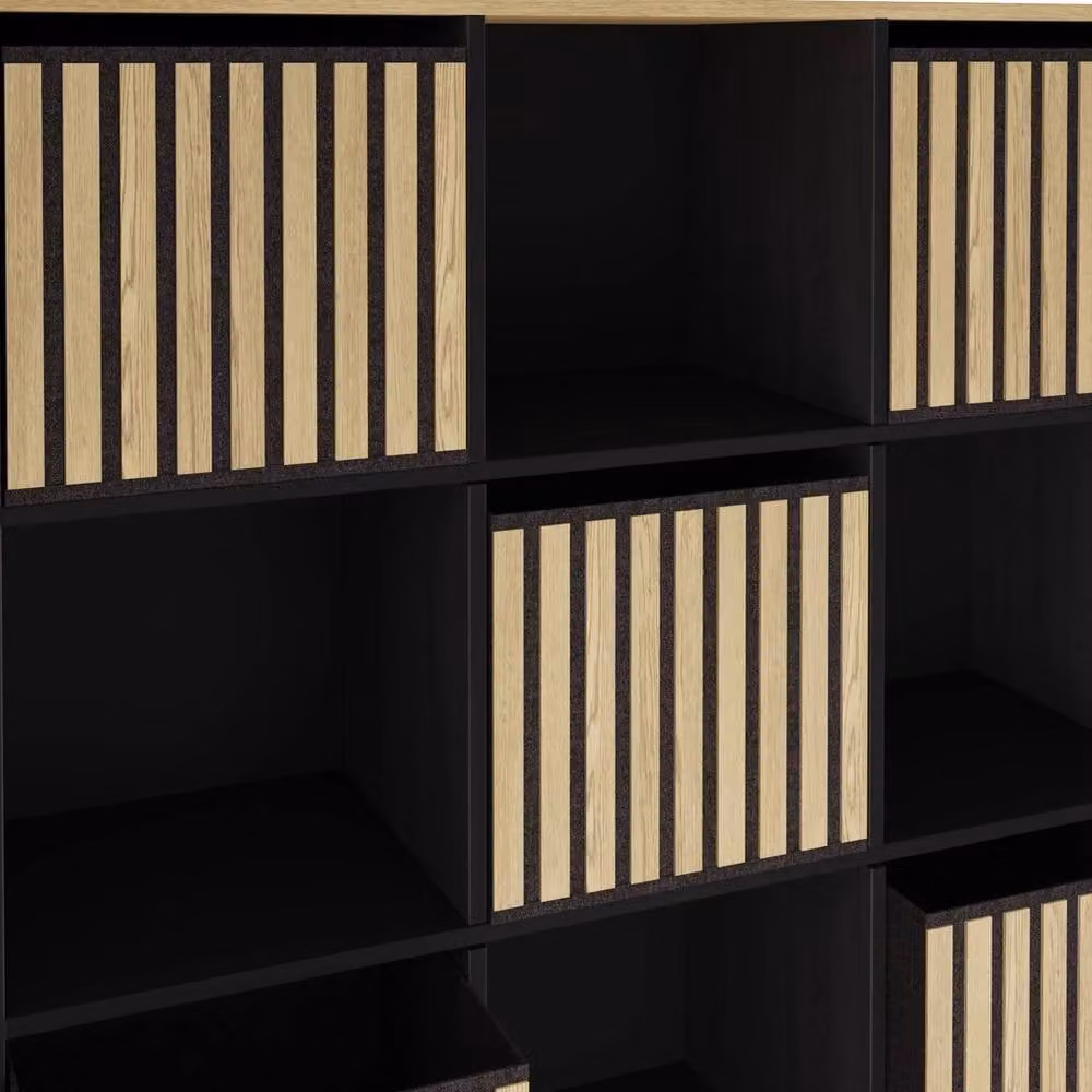 FORGEVIO Modern Cube Storage Unit Organiser in Black, Brown or Multicolour Striped Matt MDF – 3