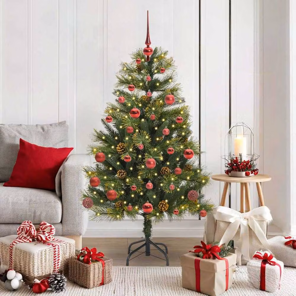 Berkfield Home Realistic Artificial Hinged Christmas Tree with Cones, Green, Height: 150 cm – 2