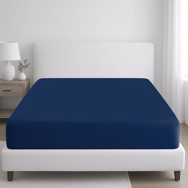 Grace Super King 100% Egyptian Cotton Extra Deep Pocket Fitted Sheet in Navy Blue, Depth: 35 cm