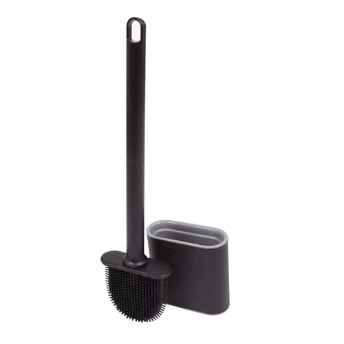 Harbour Housewares Wall-Mounted Silicone Toilet Brush and Holder Set in Black – 1