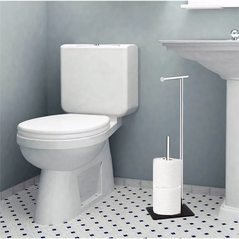 EONLION Free Standing Toilet Roll Holder in Black – 3
