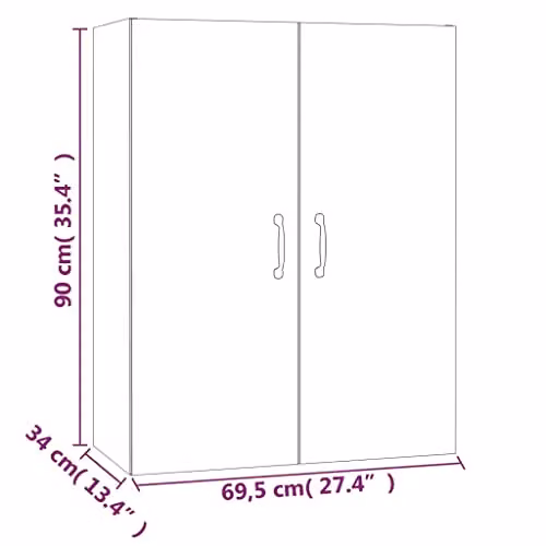 vidaXL Hanging Cabinet in Concrete Grey, W/D/H: 69.5 x 34 x 90 cm – 2