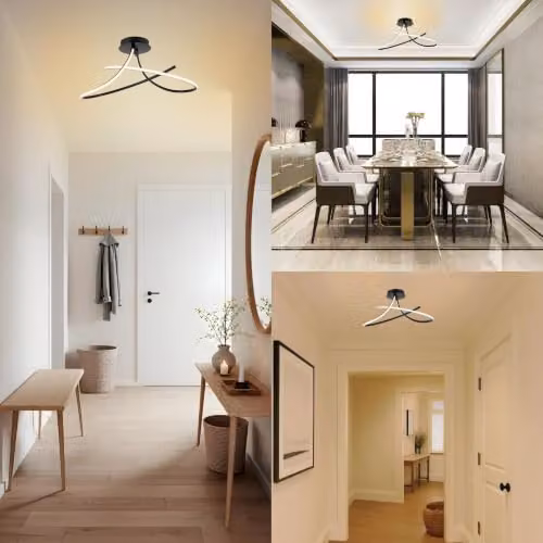 Cosylyte Carter 2 LED Curved Ceiling Light, Matt Black, 3-Step Dimmable, 3000K Neutral White, 3650lm, W/D/H: 60 x 30 x 30 cm – 5