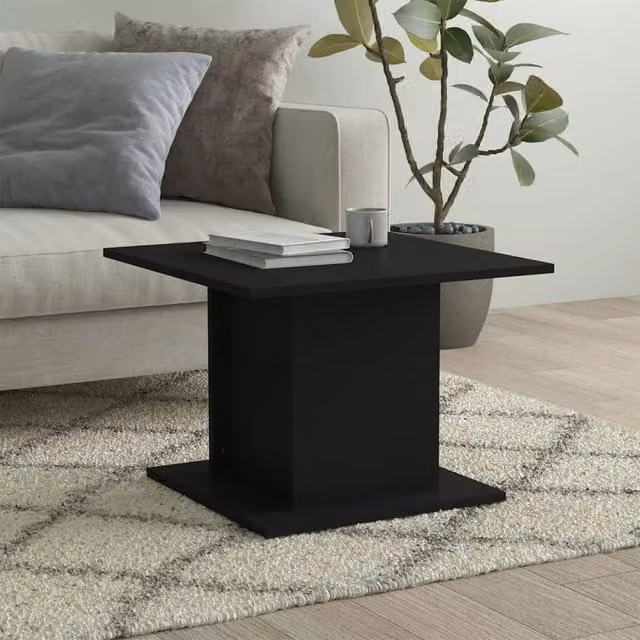 Berkfield Home Black Square Coffee Table in Engineered Wood, W/D/H: 55.5 x 55.5 x 40 cm – 1