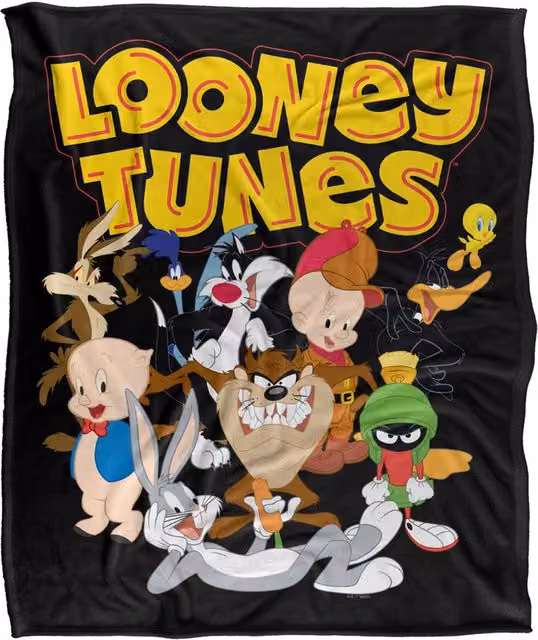 LOGOVISION Looney Tunes Group Under Logo Super Soft Silky Touch Fleece Throw Blanket, Multicolour, W: 91 cm x D: 147 cm – 6
