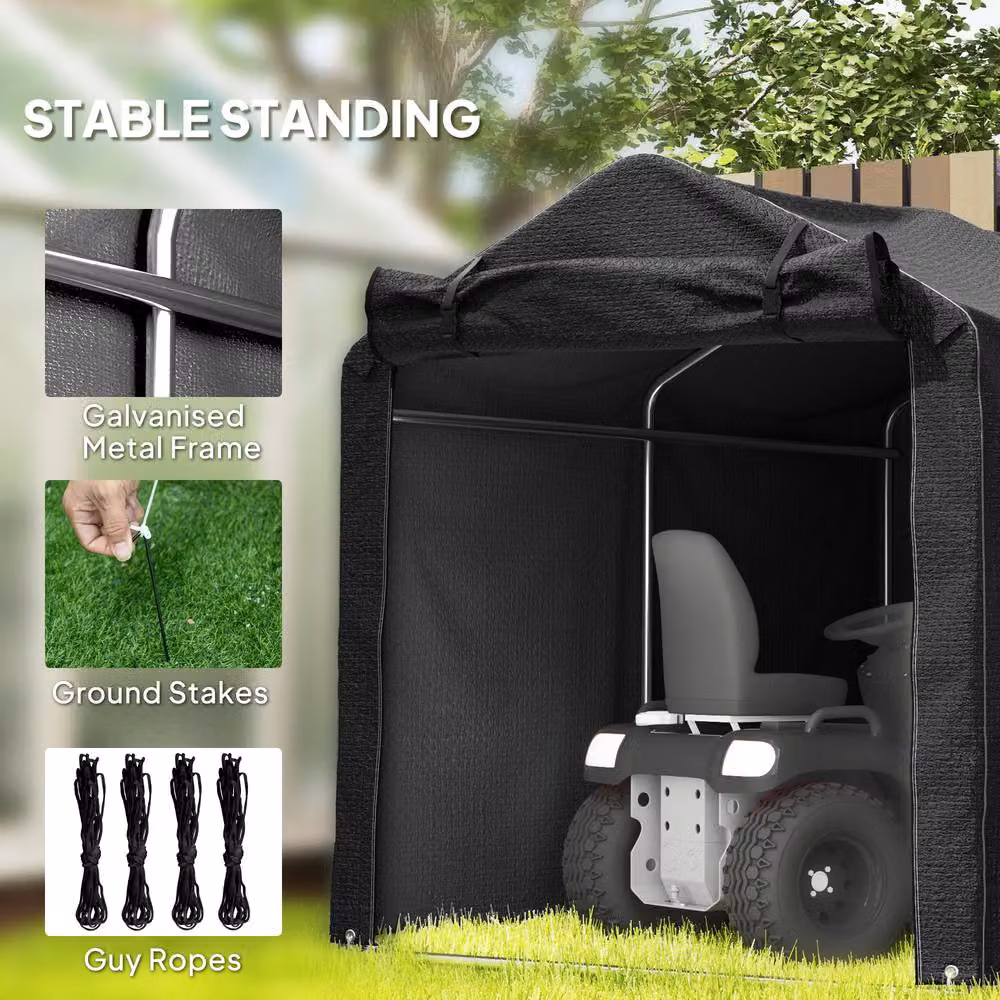 Rolipo Waterproof Garden Storage Tent with Single Zipper Door, Black, W/D/H: 220 x 160 x 220 cm – 7