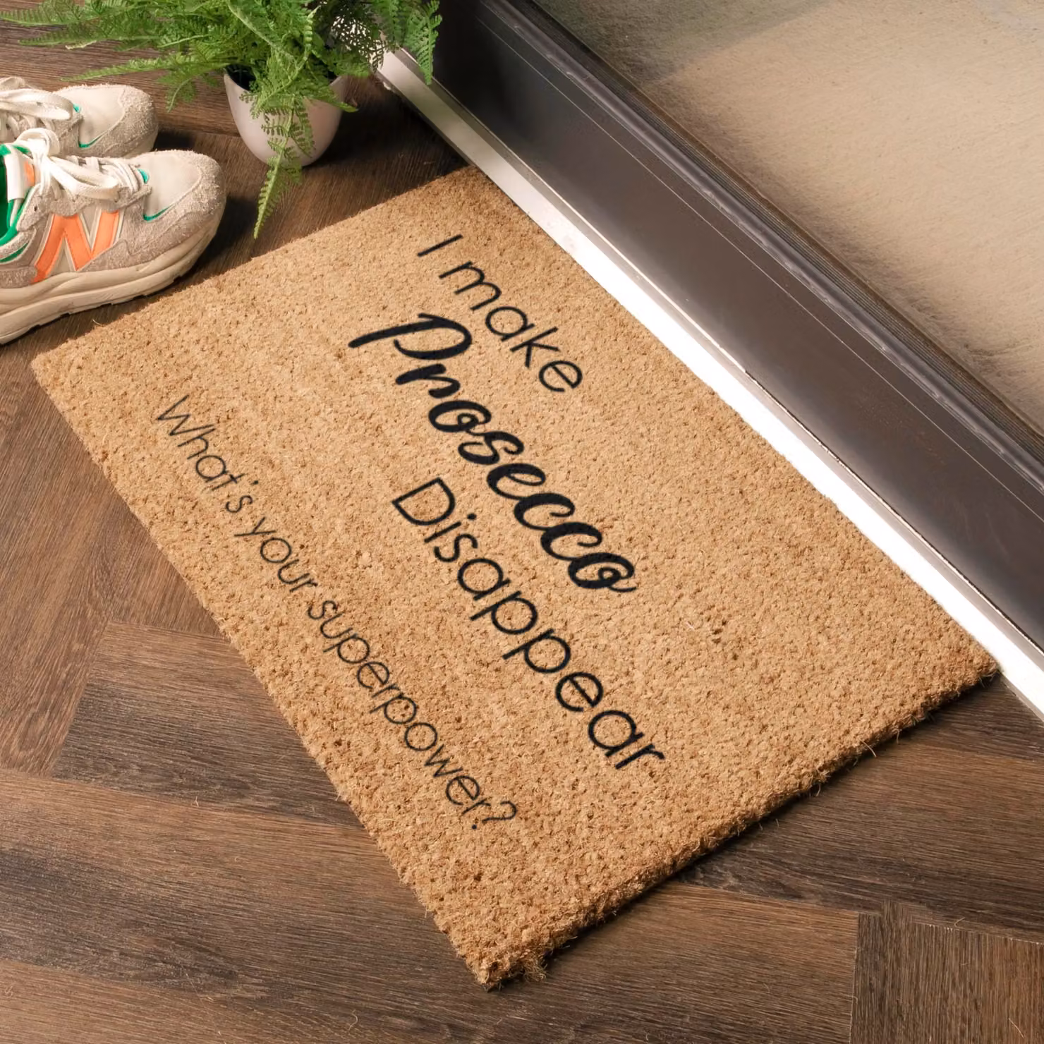 Artsy Mats I Make Prosecco Disappear What's Your Superpower Doormat, Black, W: 60 cm, D: 40 cm – 2