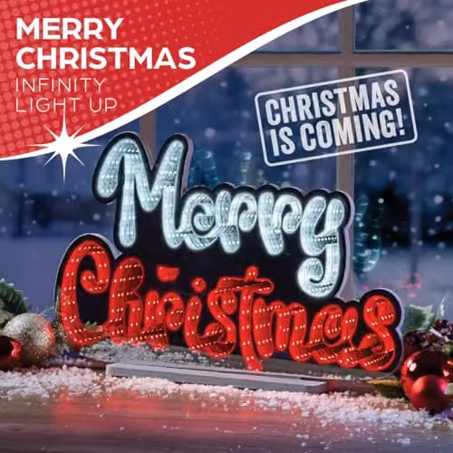 The Christmas Workshop Merry Christmas Double-Sided Multi-Coloured Infinity Light, Width: 40 cm – 4