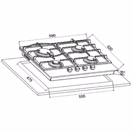 Cata UBGOG601BK Black 4 Zone Gas Hob – 2