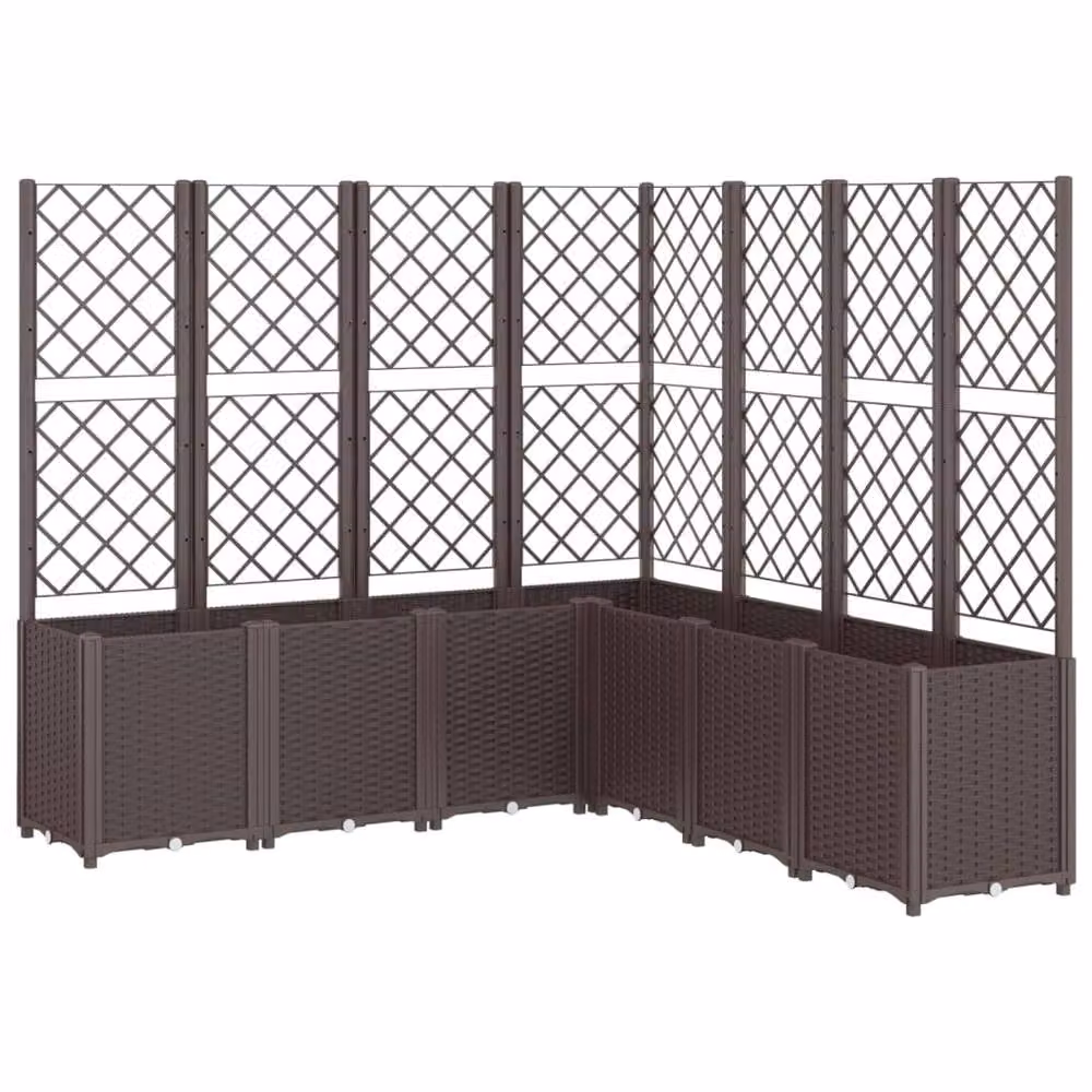 Berkfield Home Garden Planter with Trellis in Brown, W/D/H: 160 x 160 x 140 cm – 2