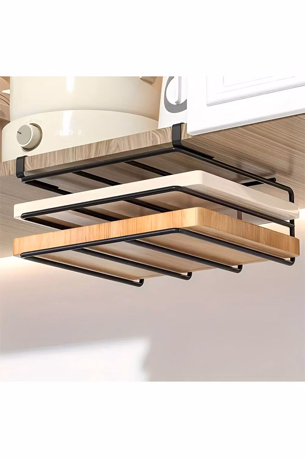 Living and Home 2-Slot Hanging Under Cabinet Cutting Board Rack in Black, W/D/H: 26 x 25 x 6 cm – 2