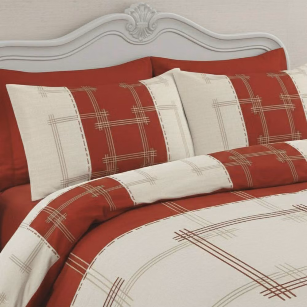 Snug City Vintage Style Patchwork Duvet Cover Set with Matching Pillowcases in Red, Single, W: 90 cm, L: 200 cm – 2