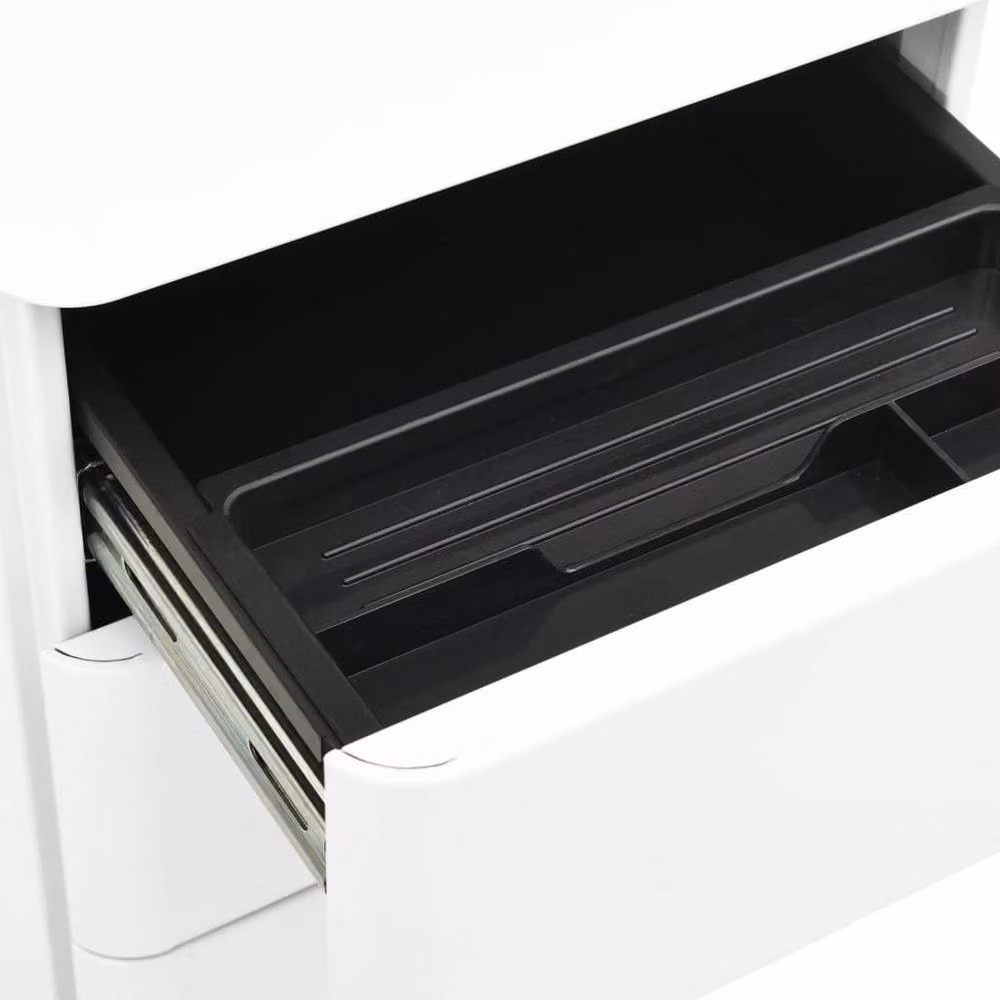 Berkfield Home Mobile File Cabinet in White Metal with Lock and Castors, W/D/H: 30 x 45 x 59 cm – 4