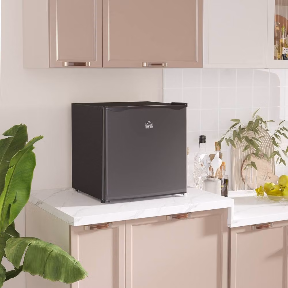 HOMCOM 46L Black Thermoelectric Countertop Mini Fridge with Chiller Box and Reversible Door – 2