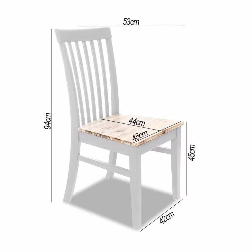 Statement Furniture Florence Highback Dining Chair with Acacia Wood Seat, White, W45 x D53 x H94 cm – 3