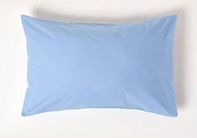 Homescapes Blue Egyptian Cotton Housewife Pillowcase, 200 Thread Count Percale