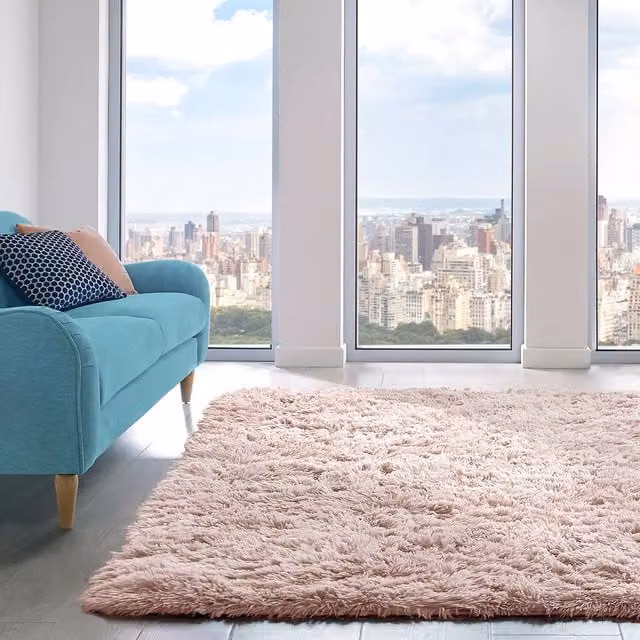 Home Republic Alaska Shaggy Anti Slip Machine Washable Rug in Pink, W: 160 cm, D: 230 cm – 1
