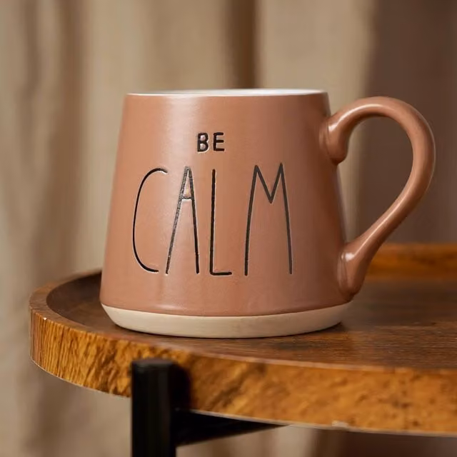 Serenity Be Calm Ceramic Mug in Taupe – 1