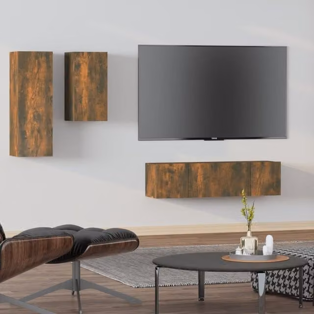 Berkfield Home 4 Piece Smoked Oak TV Cabinet Set in Brown