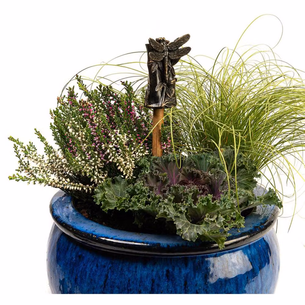 Jardinopia Dragonfly Bamboo Cane or Stake Topper in Bronze, W5.5 x D5 x H8 cm – 3