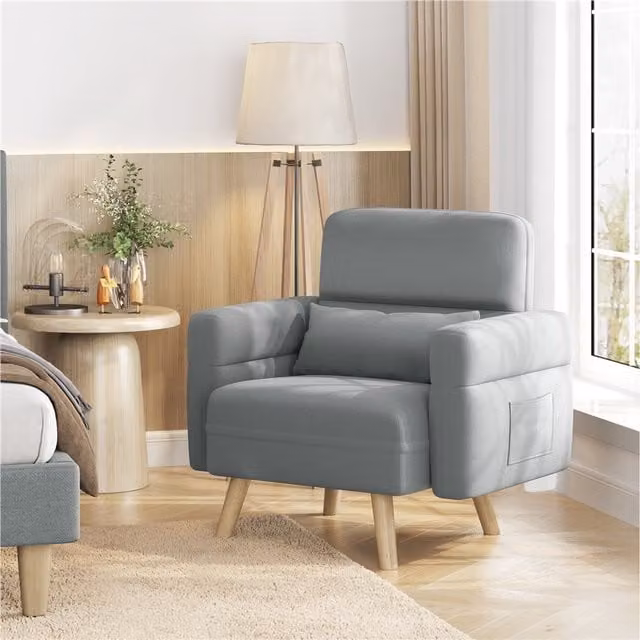Yaheetech Mid-Century Small Fabric Loveseat Sofa in Grey with Scatter Cushions, Width: 84.5 cm