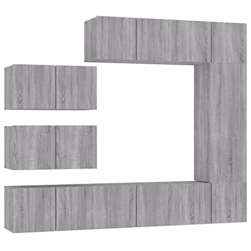 vidaXL 8 Piece Grey Sonoma Lowboard TV Cabinet Set