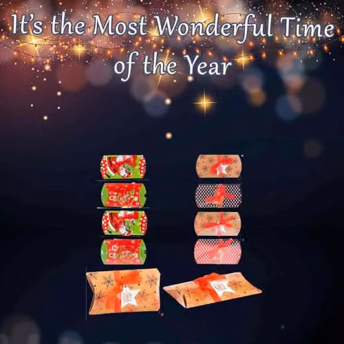 VFM e-Store Christmas Gift Boxes, Set of 4, Multicolour, W/D/H: 12 x 7.5 x 7.5 cm – 3