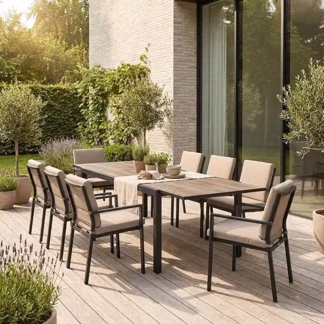 Sweekeek 8-Seater Extendable Modern Outdoor Table in Brown – 1
