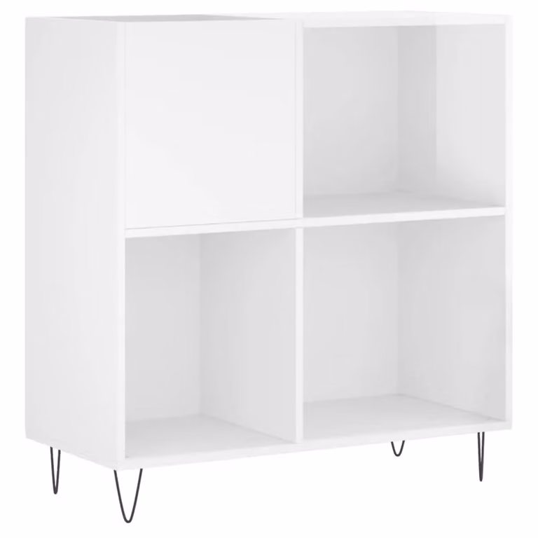 Berkfield Home Record Cabinet in High Gloss White, W: 84.5 cm, D: 38 cm, H: 89 cm