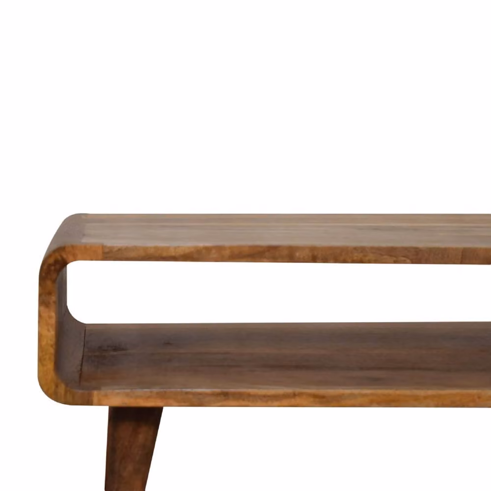 Wyld Haus Huai Hee Open Mango Wood TV Media Unit in Brown Oak Finish W/D/H: 170 x 45 x 35 cm – 2