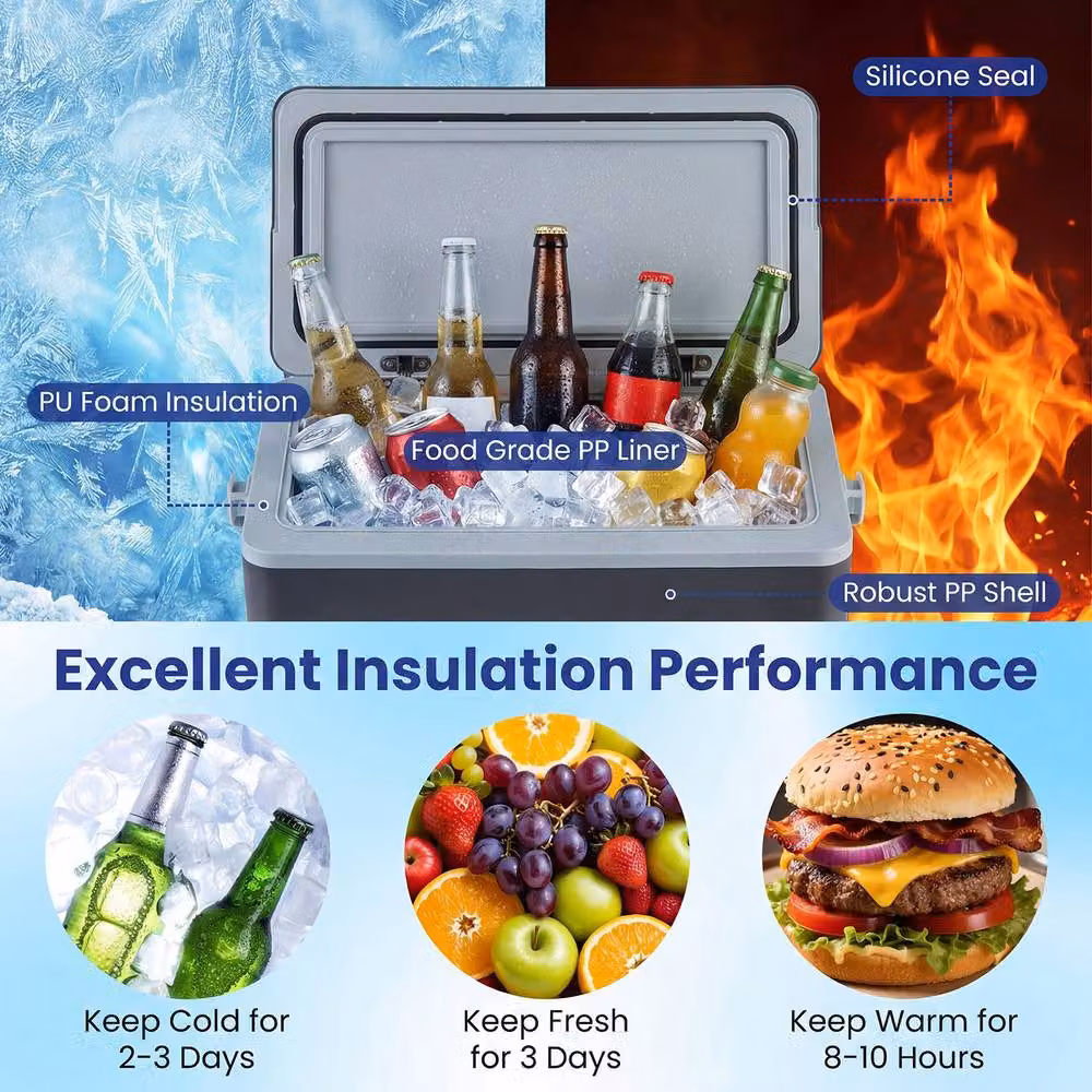 Costway Portable Hard Cooler 12L Injection Moulded Insulated Ice Chest in Grey – 9