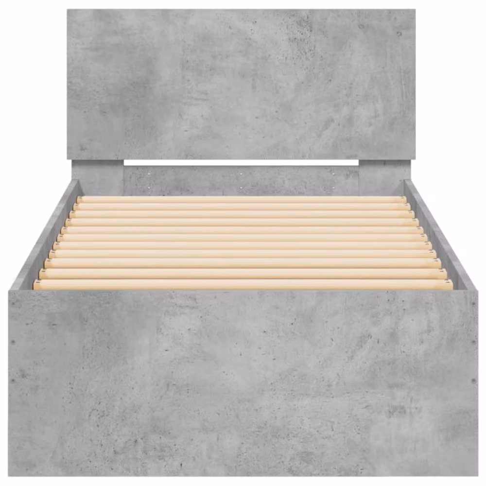 Berkfield Home Small Single Bed Frame with Headboard and Lift Up Base, Concrete Grey, W: 75 cm x L: 190 cm – 3