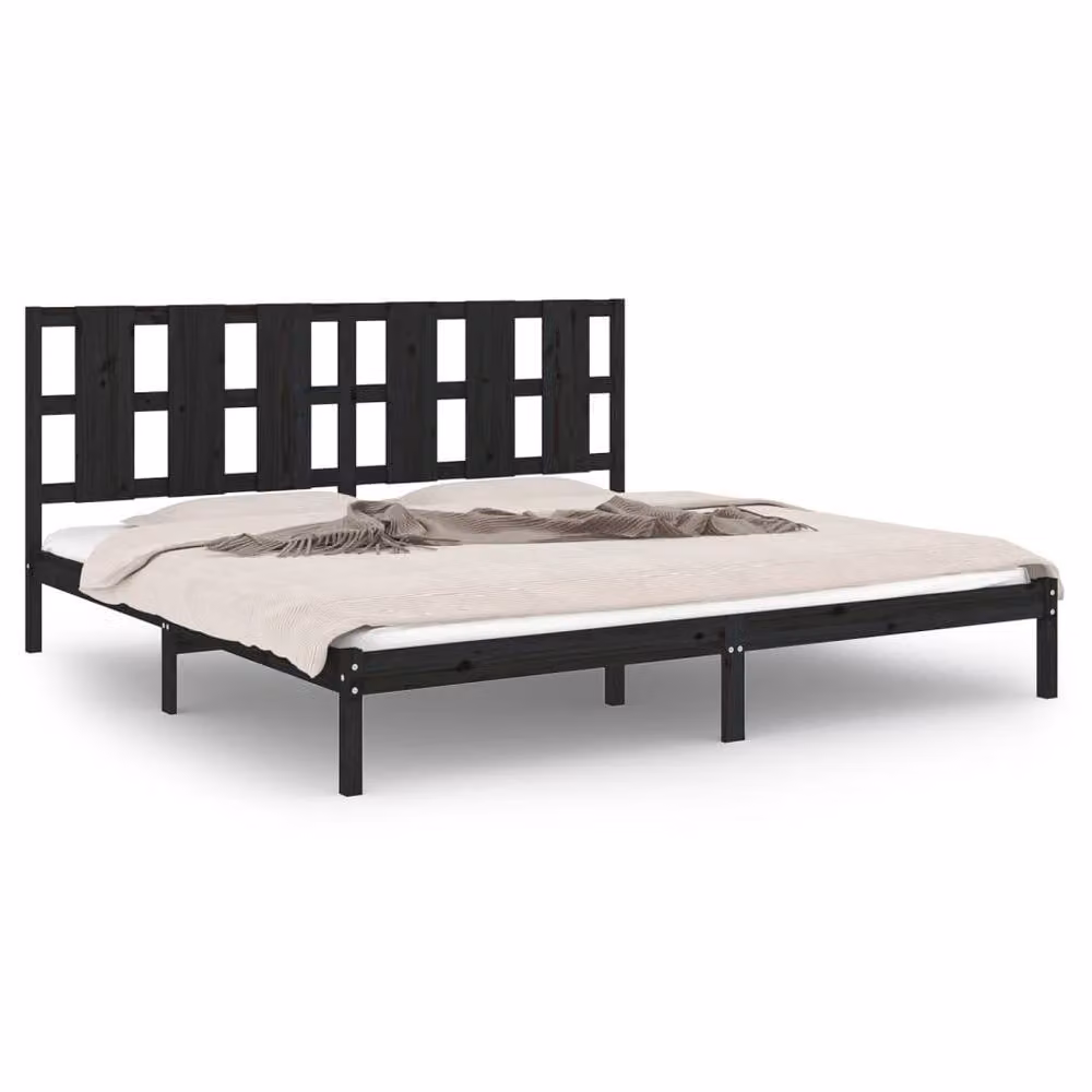 Berkfield Home Beautiful Bed Frame in Black Solid Pine, W/D/H: 200 x 100 x 205.5 cm – 3
