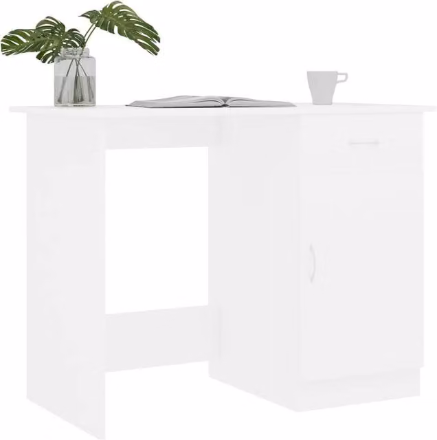 Berkfield Home Modern White Writing Desk in MDF, W: 100 cm, D: 50 cm, H: 76 cm – 1