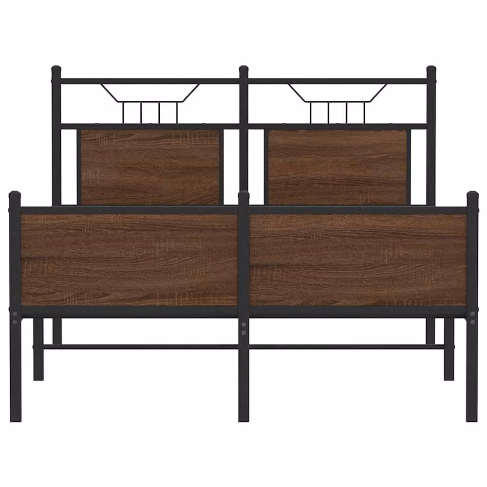 Berkfield Home Small Double Oak and Metal Bed Frame with Drawers, Brown, W/D/H: 120 x 190 x 91.5 cm – 3