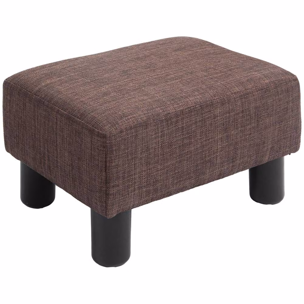 Wyld Haus Fata Brown Linen Look Rectangular Footstool with Plastic Feet – 2
