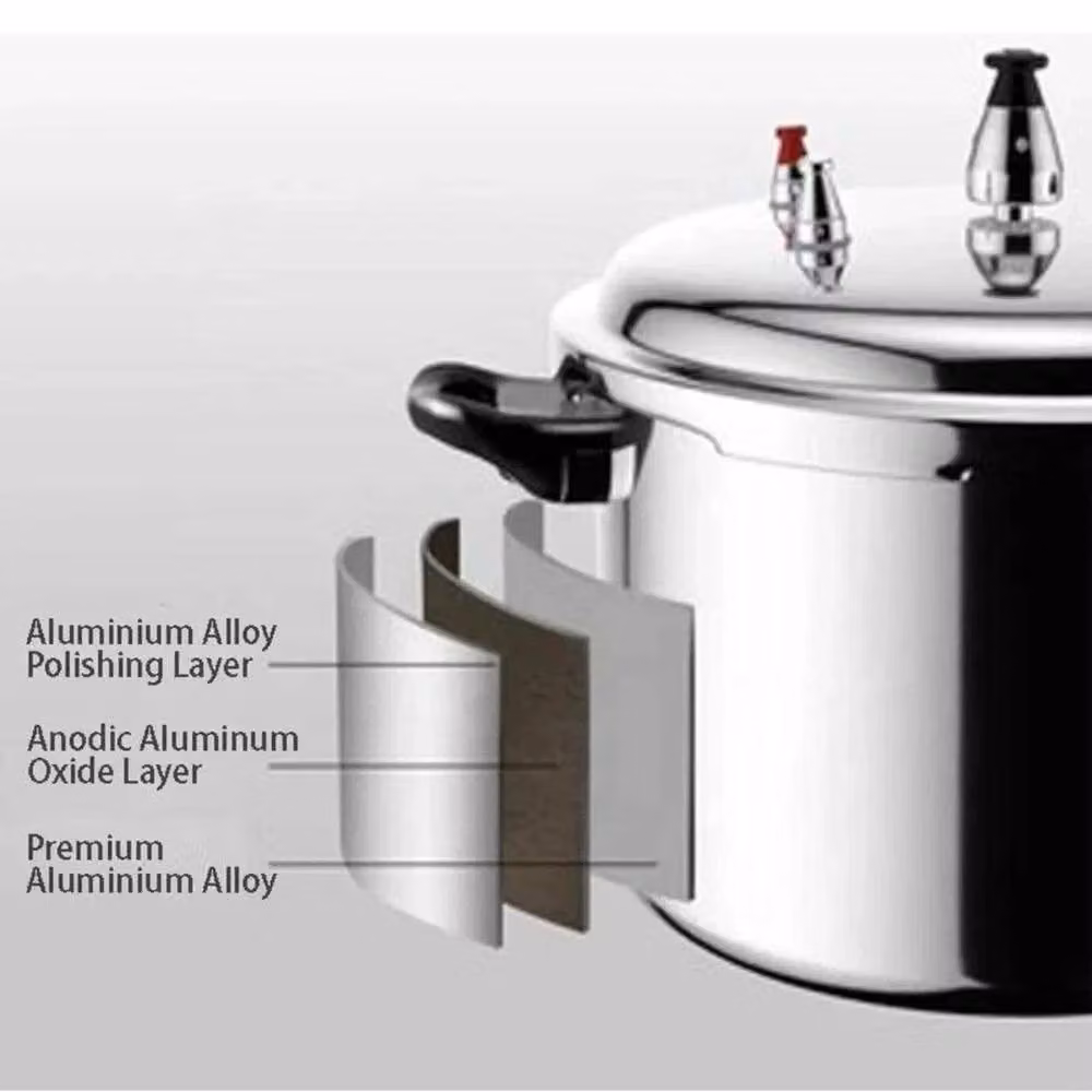 VOGREX Heavy Duty Uncoated Aluminium Pressure Cooker in Silver – 3