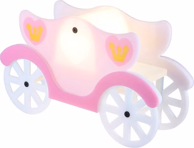 Litecraft Glow Children's Princess Carriage LED Table Lamp in Pink and White