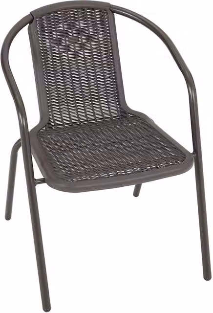 Garden Sanctuary Set of 4 Brown Rustic PE Rattan and Metal Stacking Garden Chairs