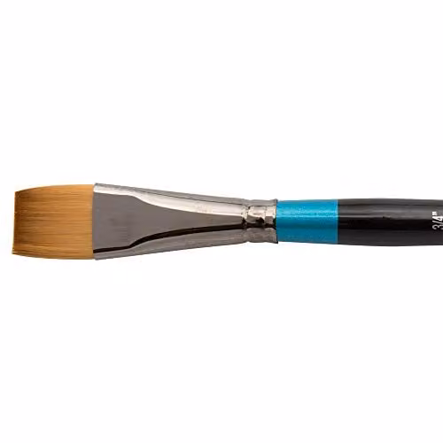 Daler-Rowney Aquafine Short Flat Watercolour Brush with Soft Synthetic Hair, 3/4in, Turquoise and Multicolour