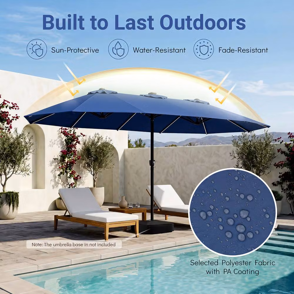 Gymax Blue Double-Sided Large Rectangular Market Parasol Umbrella, W: 457.2 cm x D: 254.0 cm – 5