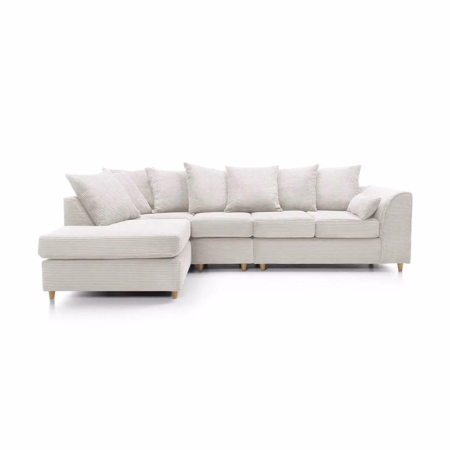 Abakus Direct Left Hand Facing L-Shaped Corner Sofa in White Jumbo Cord, W272 x D164 x H90 cm – 2