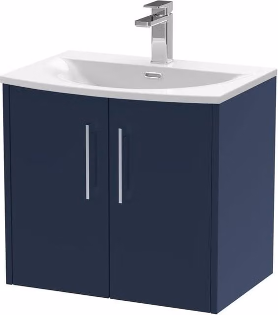 Balterley Winshill 2 Door Wall Hung Vanity Basin Unit, Dark Blue, W: 60 cm